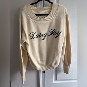 NEW: Small Dairy Boy Cream Slouchy Sweater